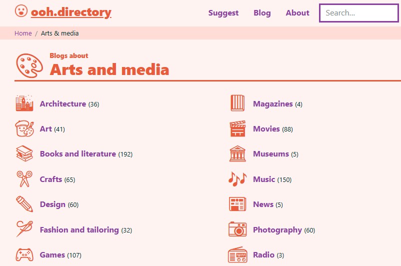 Ooh.directory, a blog listing site