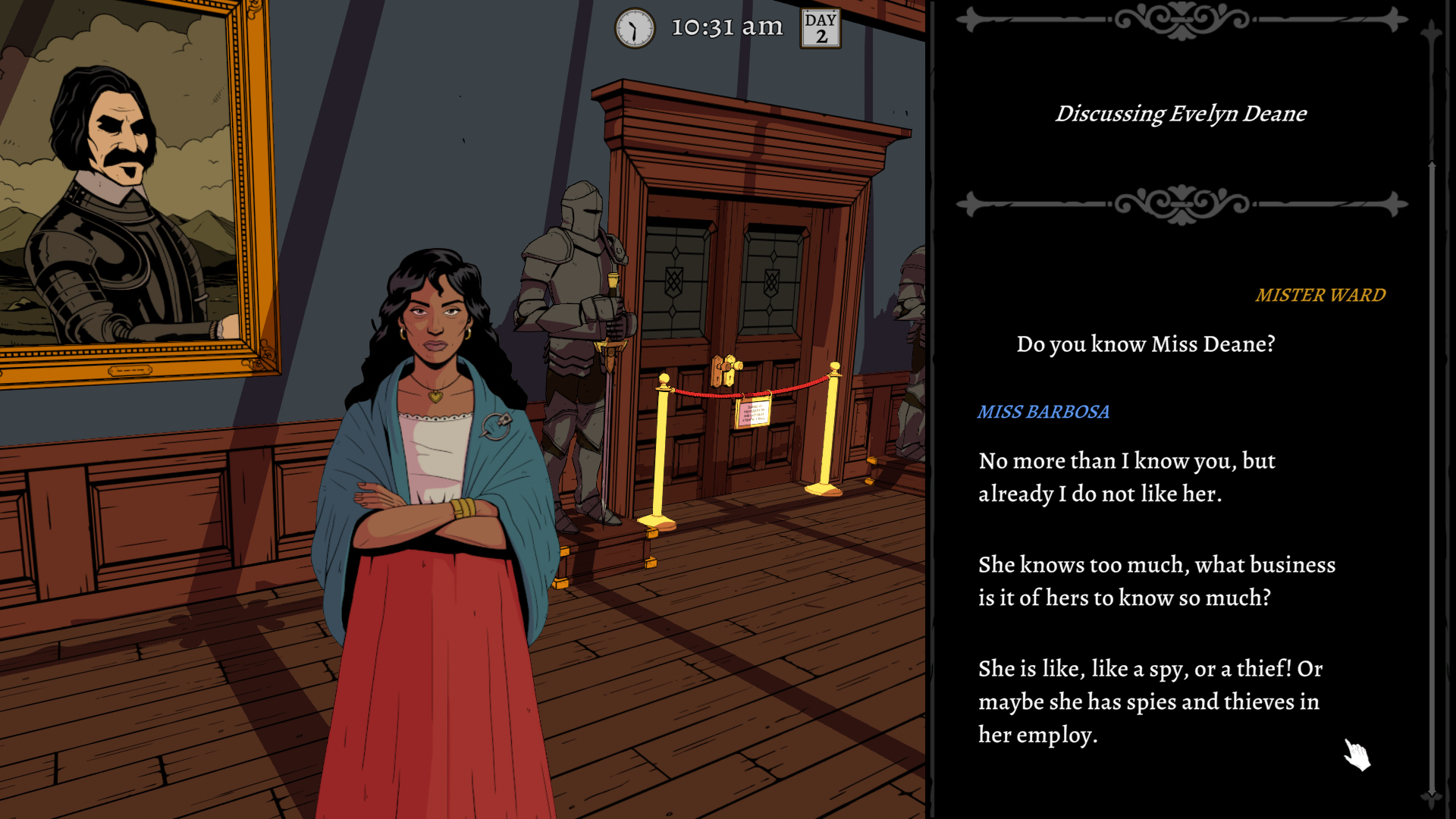 A conversation with a suspect in The Séance of Blake Manor.