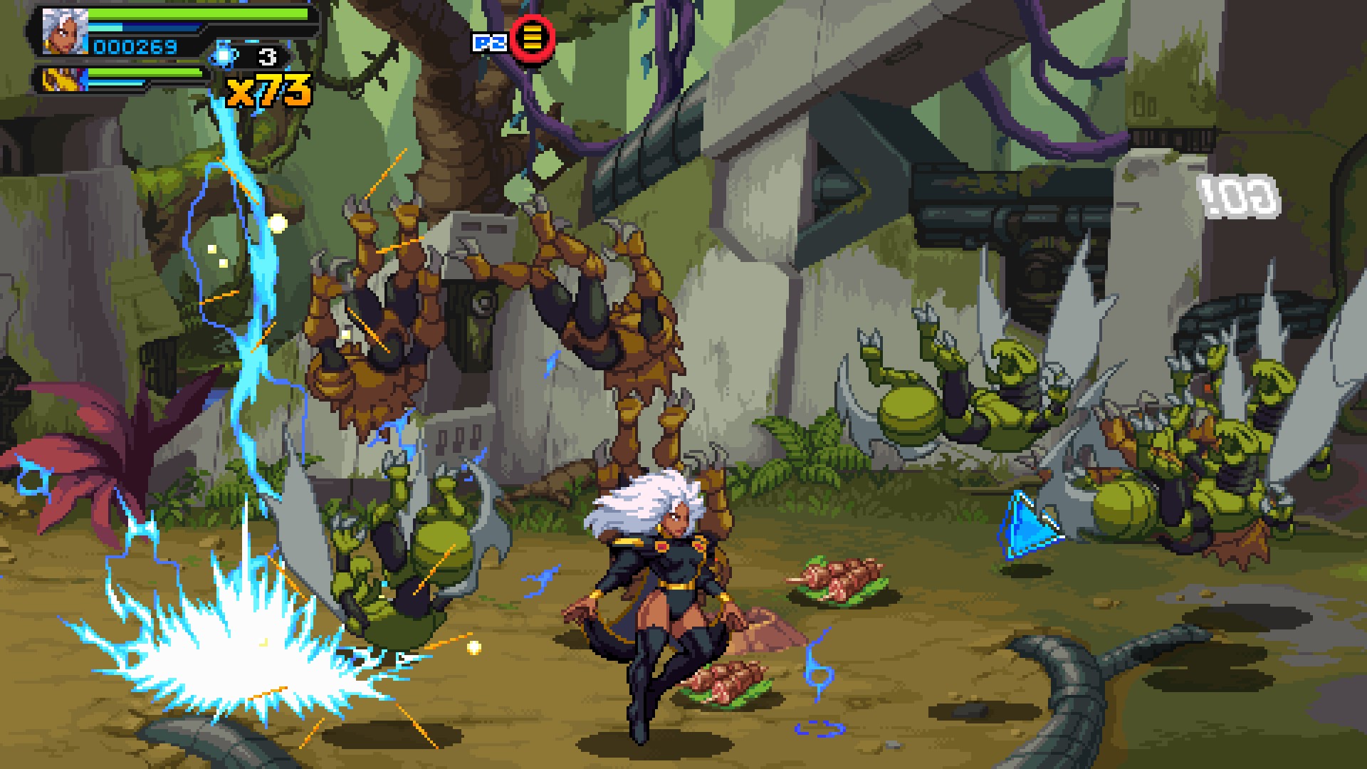 Storm battling insect aliens in Marvel Cosmic Invasion.