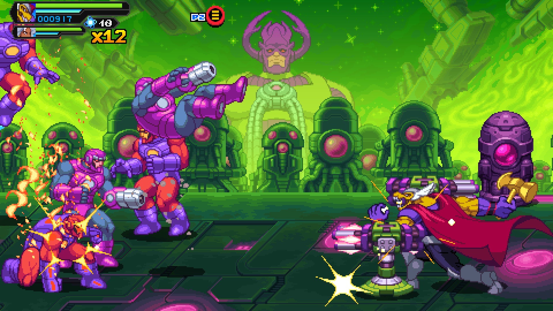 Beta Ray Bill fighting Sentinels in Marvel Cosmic Invasion.