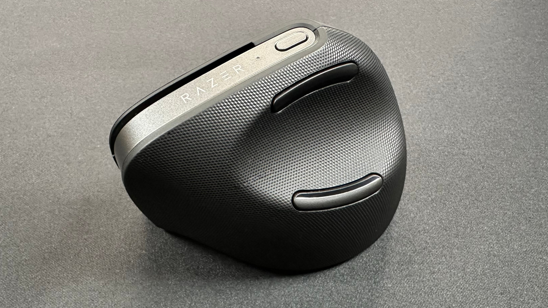 A photo of the Razer Pro Click V2 Vertical Edition wireless ergonomic mouse.