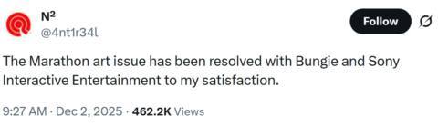 The Marathon art theft debacle has been ‘resolved to my satisfaction,’ according to the artist Bungie stole from