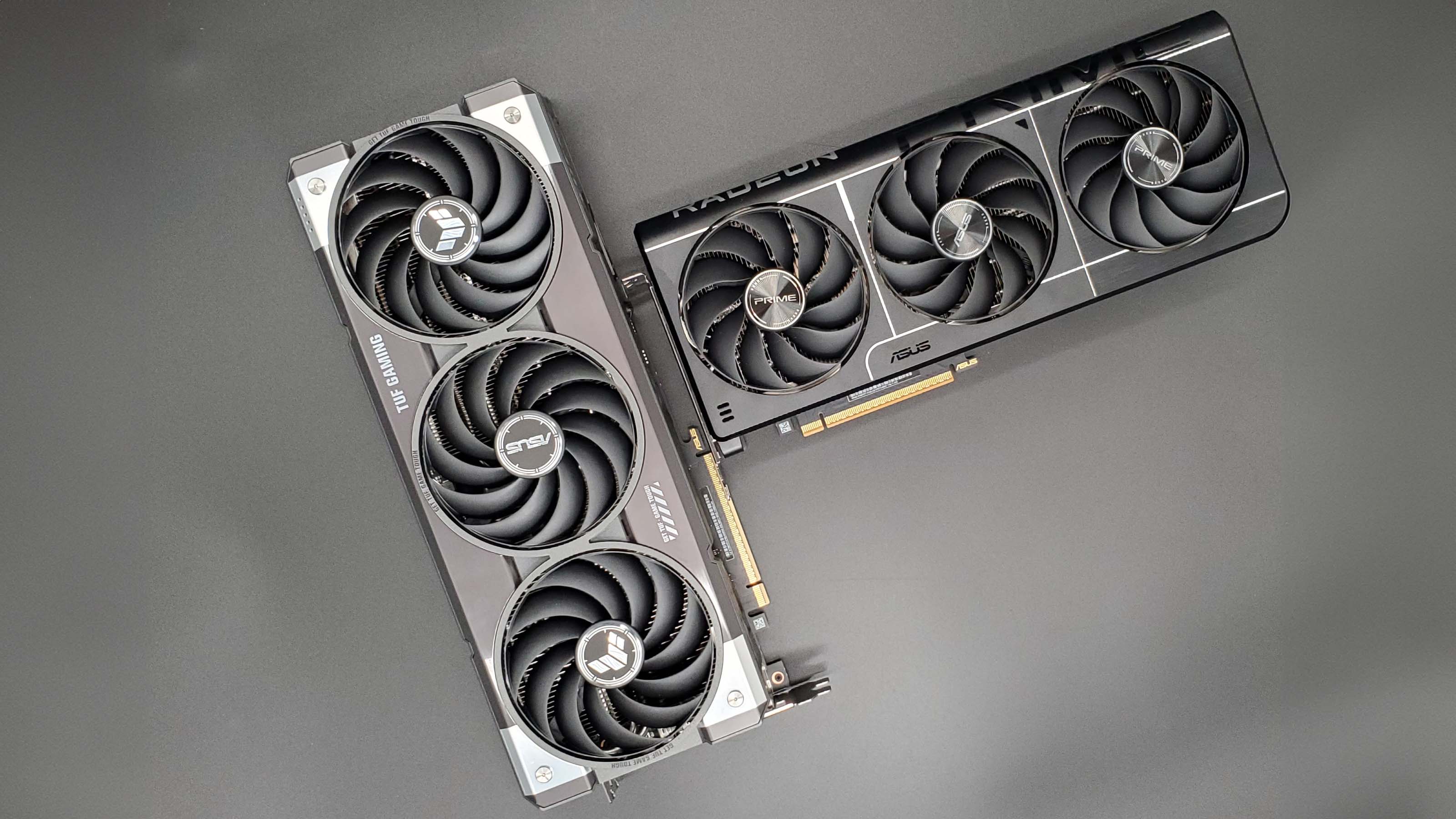 AMD RX 9070 XT and Nvidia RTX 5070 Ti graphics cards from Asus