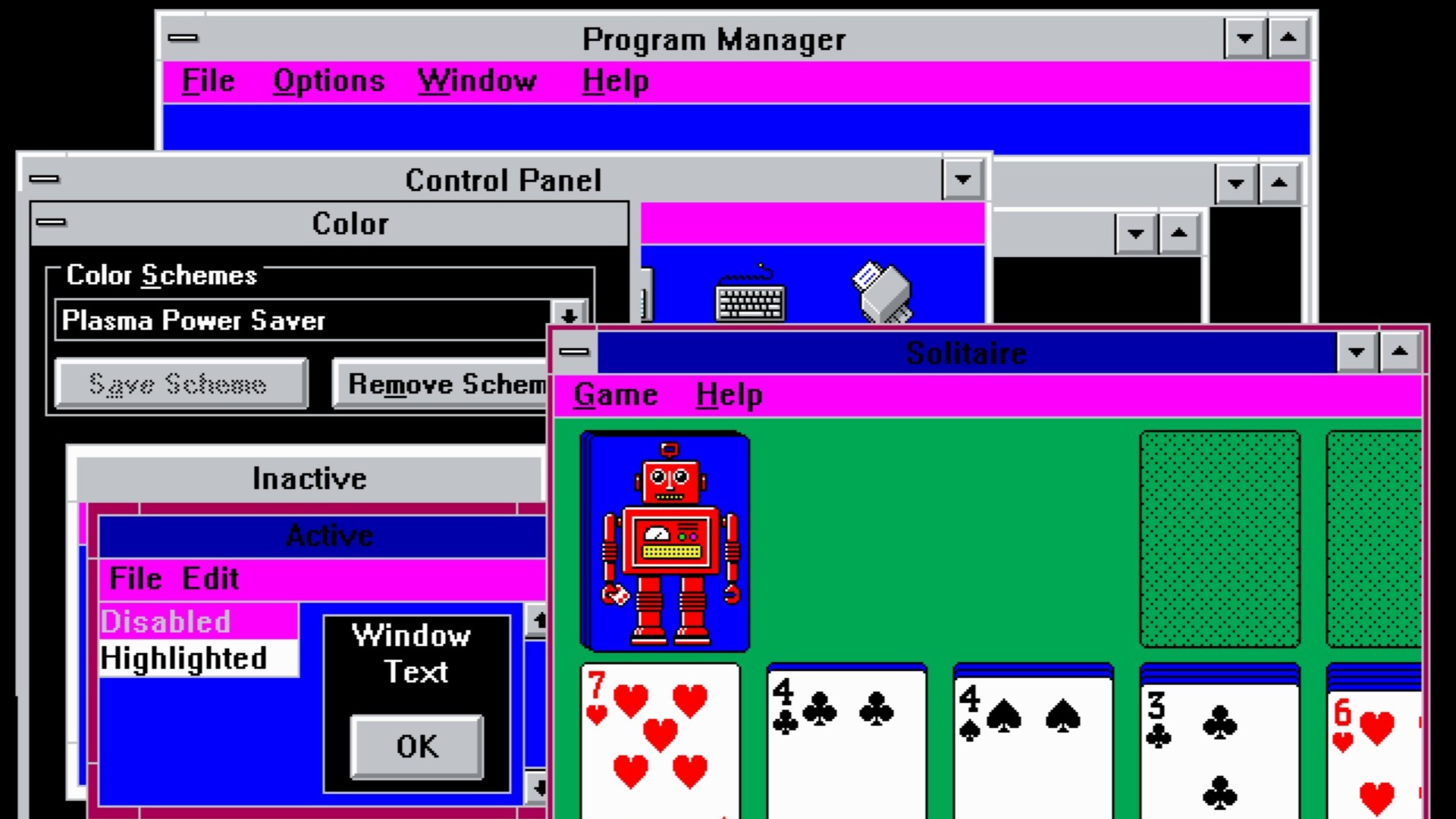 Windows 3.1 color schemes