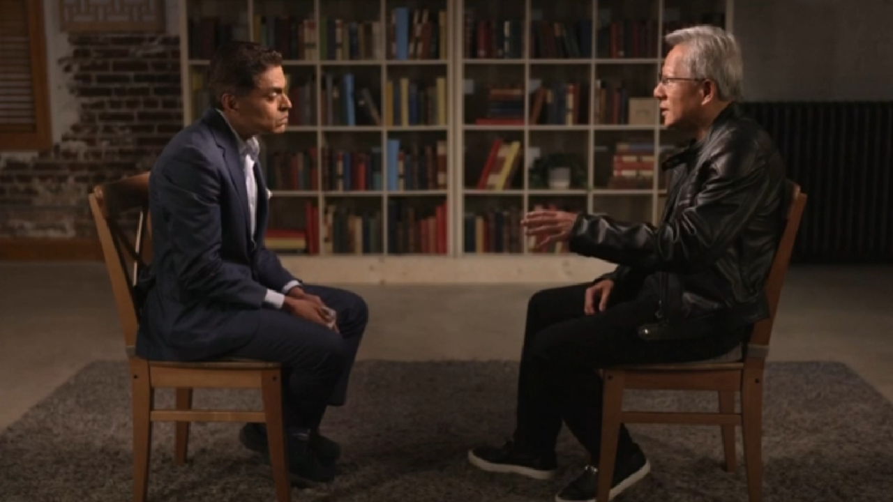 Nvidia CEO Jensen Huang speaking to Fareed Zakaria for CNN