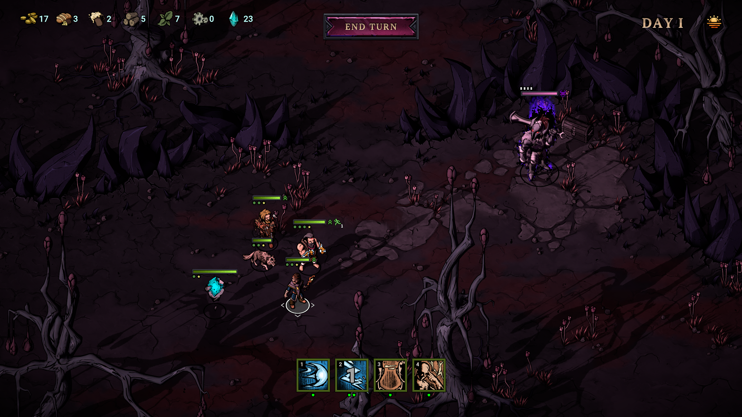 A fight against a demonic knight in Blightstone.