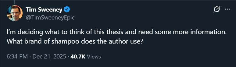 Tim Sweeney responding to a PC Gamer article: 