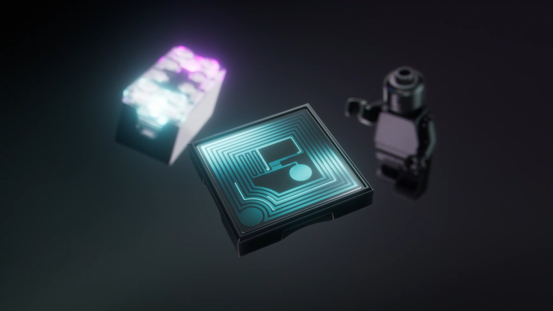 Lego Smart Tag with Smart Brick and Minifig in the background