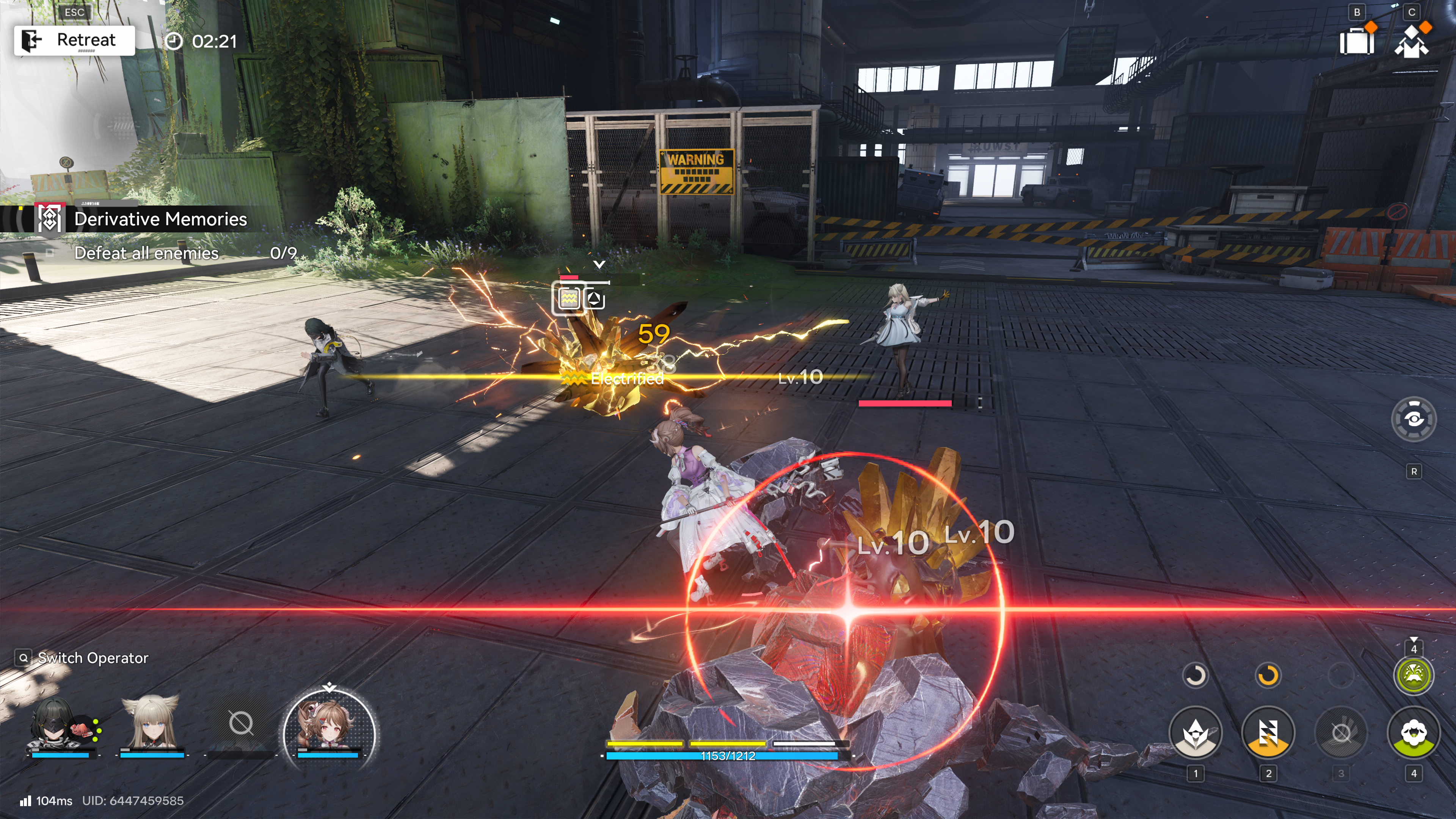 A screenshot of Arknights: Endfield. A bright red flash fills the screen during a combat encounter to indicate when to dodge out of danger.
