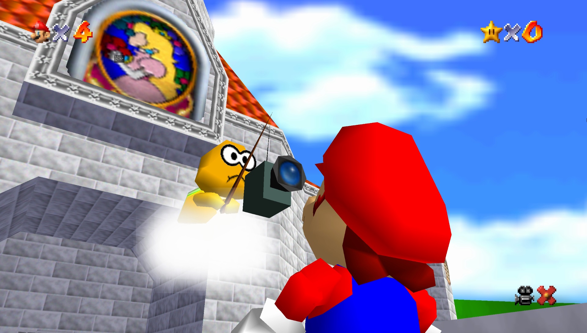 Mario gazes up at the castle in Mario 64