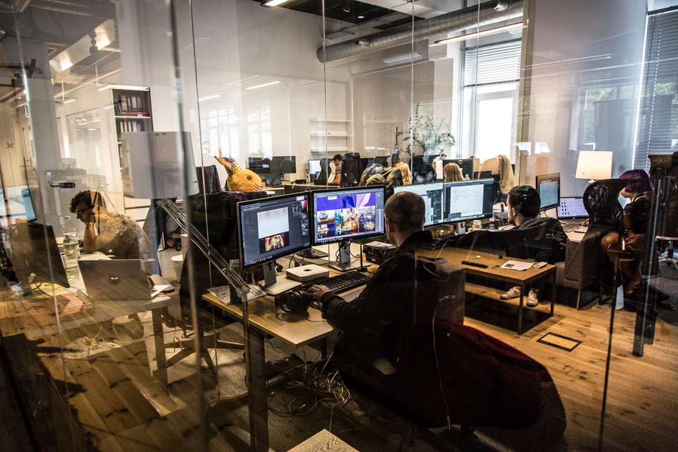 GOG workers in the office in 2018.