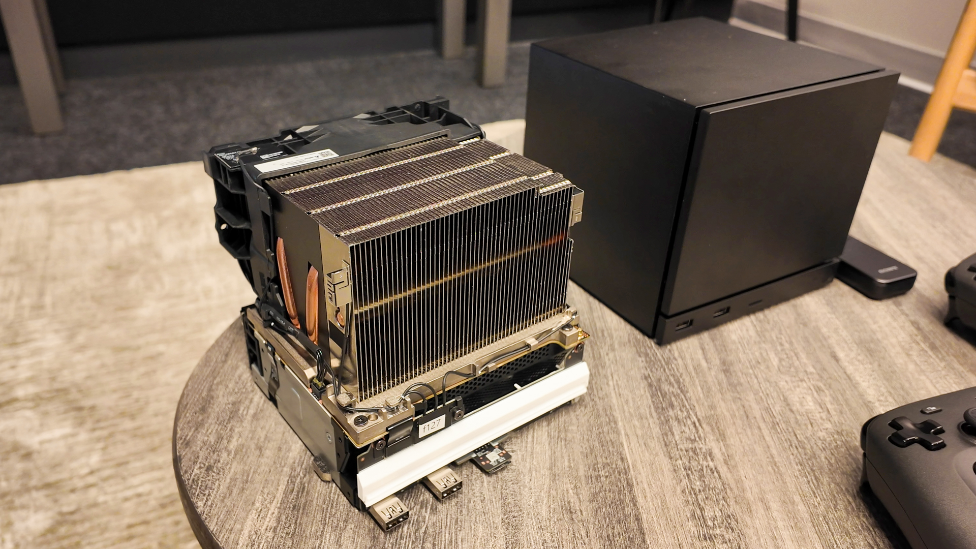 Valve's new Steam Machine during a visit to Valve HQ in Bellevue, Washington. The Steam Machine is a compact living room gaming PC.