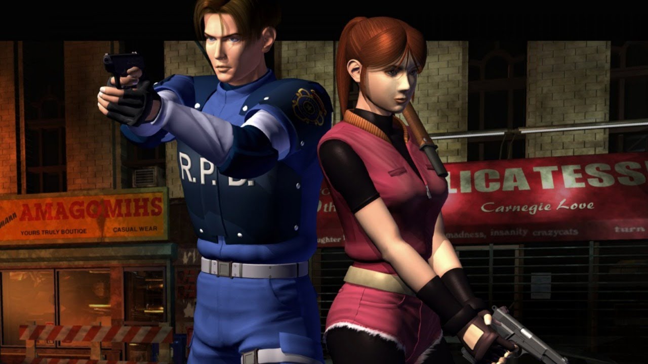 Leon and Claire standing side by side in Resident Evil 2.
