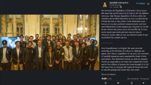 Clair Obscur: Expedition 33 studio bestowed with France’s Order of Arts and Letters: ‘The Republic affirms: videogames are a major art form and an essential industry’