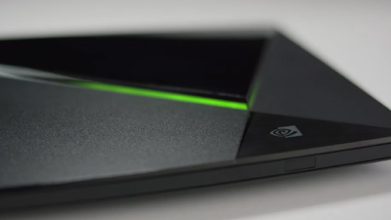 An Nvidia Shield TV set-top box, in closeup
