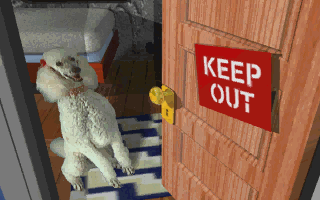 Return to Zork cutscene with a poodle