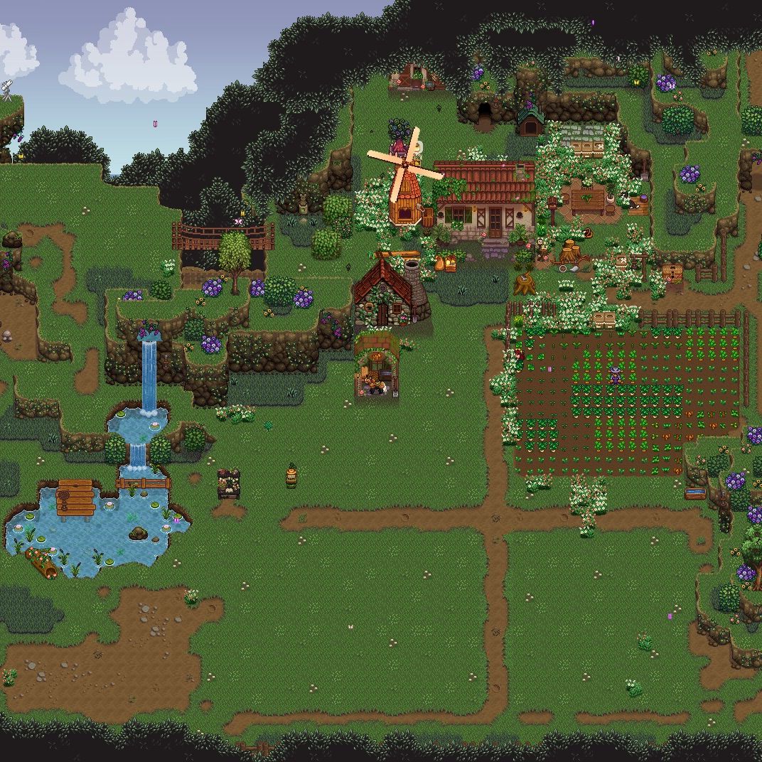 Stardew Valley map zoomed out to show fully modded farm layout