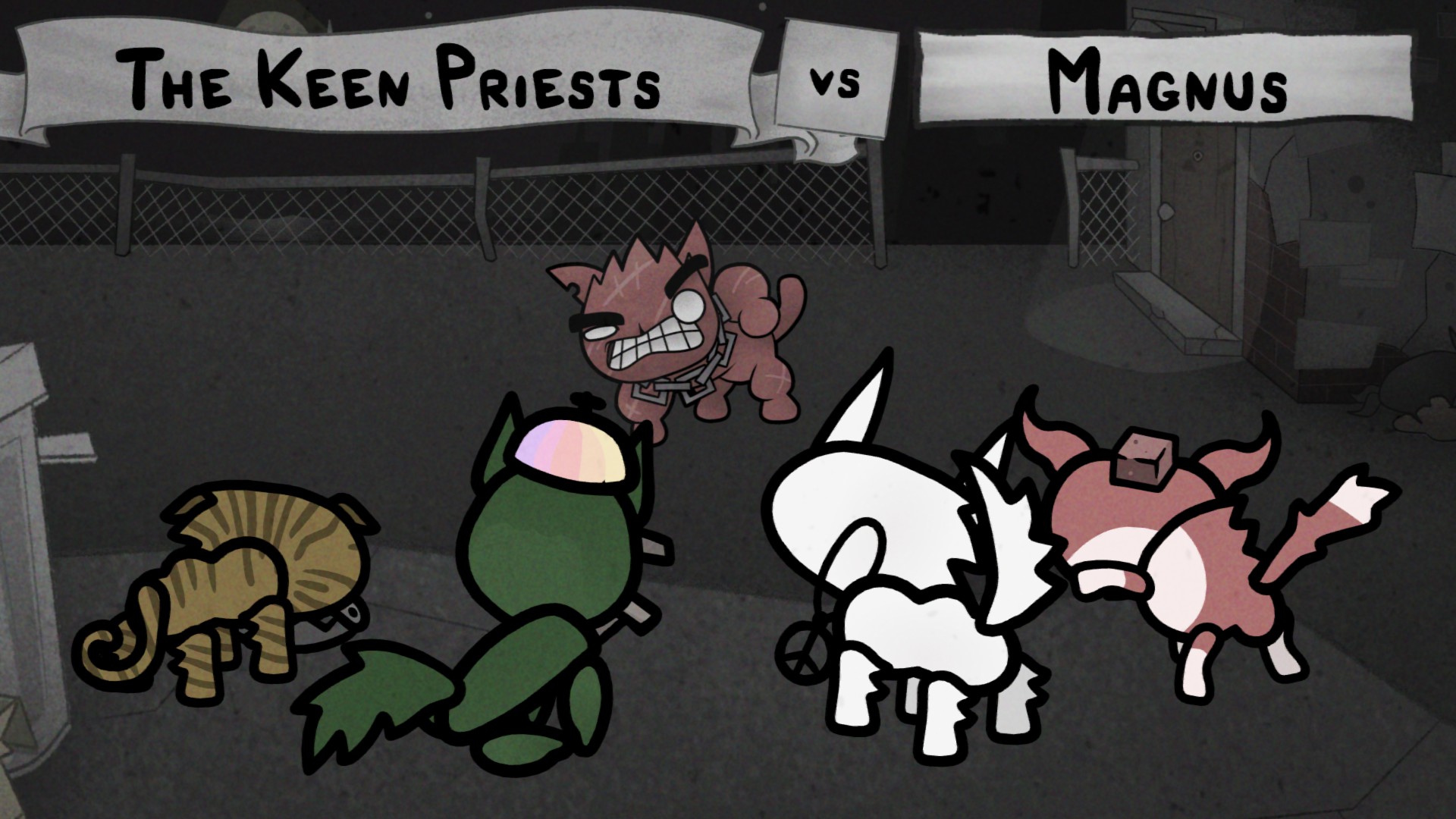 A boss fight against Magnus in Mewgenics.