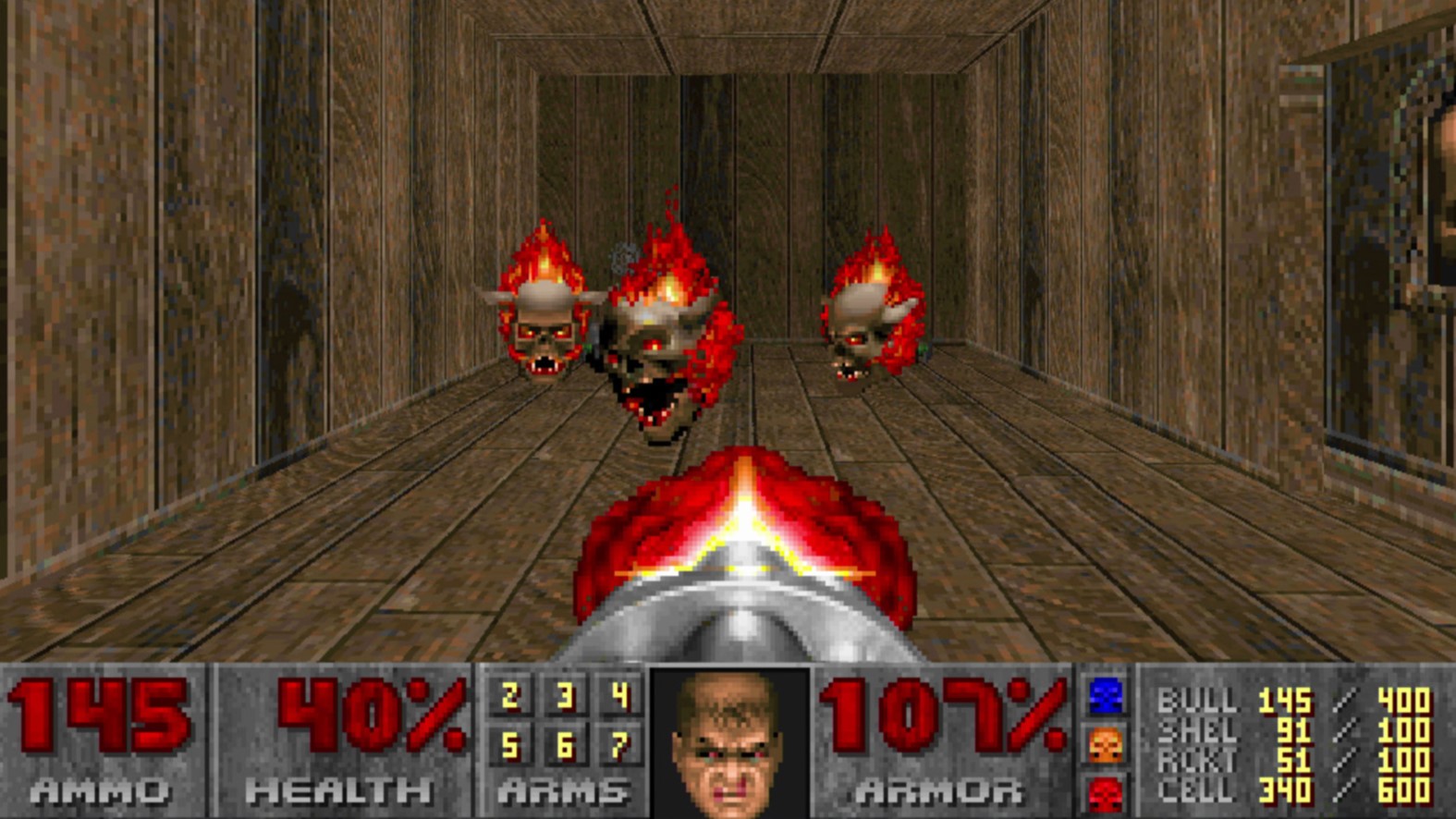 Shooting Lost Souls in Doom.
