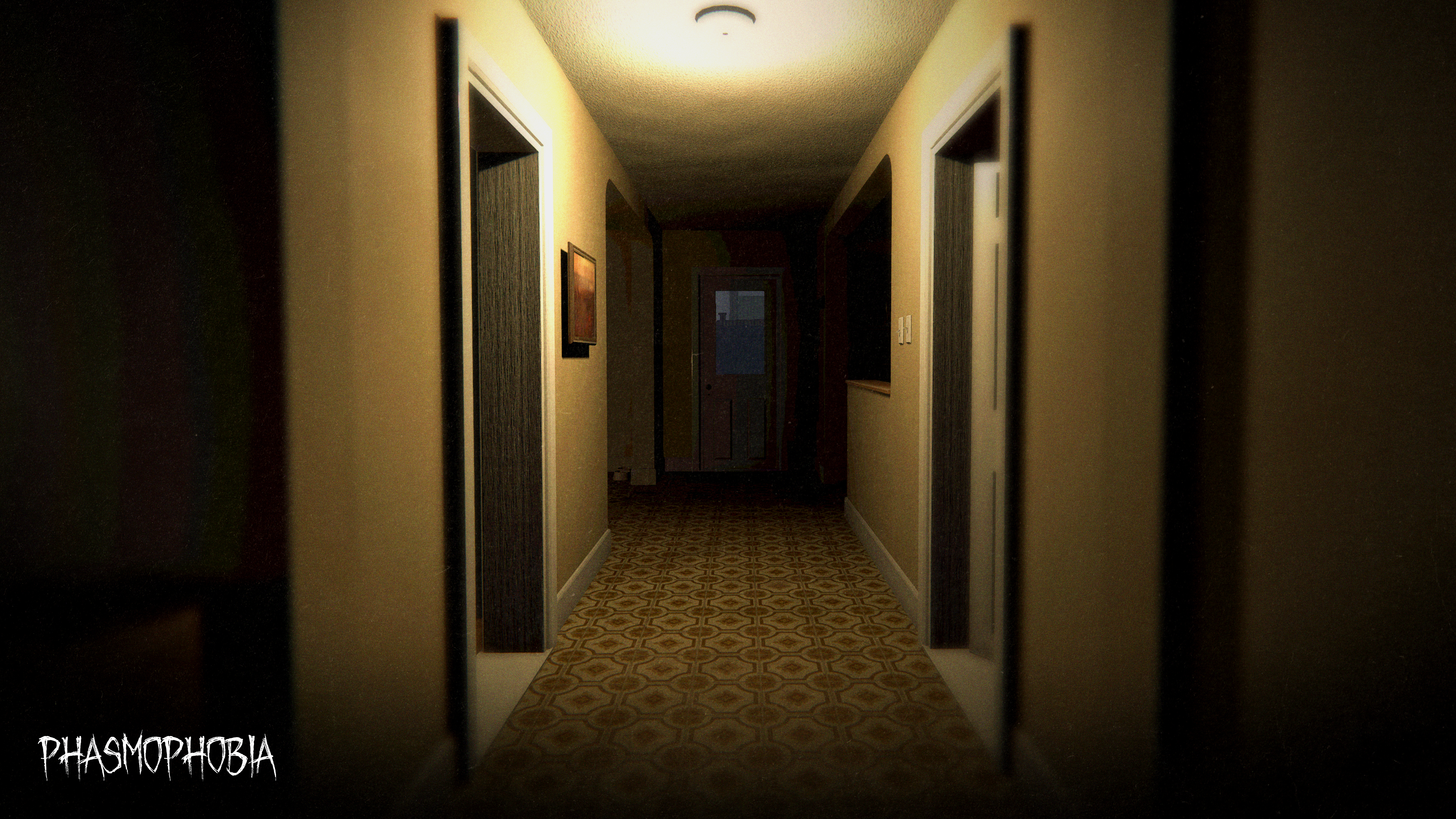 The Tanglewood rework's hallway, with a door leading to an unknown room on the left and the new kitchen on the right