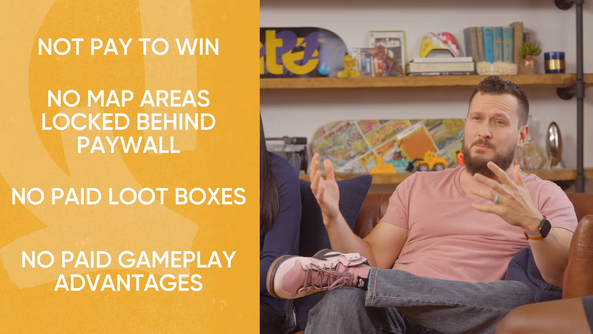 A screenshot of a prerelease Board Room dev video, in which Skate developers say there will be no map areas locked behind paywall.