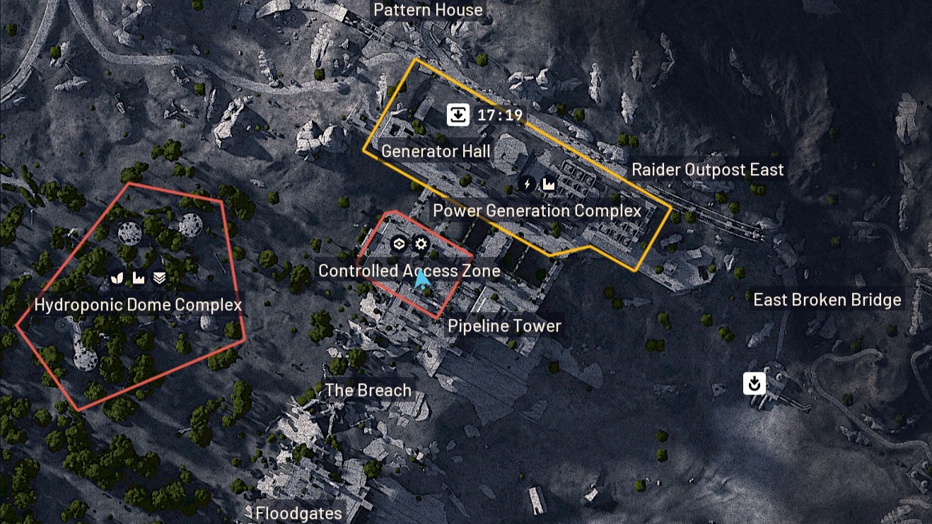 Arc Raiders Dam key locations - Controlled Access Zone