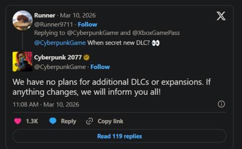 As rumors about new a Witcher 3 expansion continue to swirl, CD Projekt pointedly says it has ‘no plans for additional DLCs or expansions’—for Cyberpunk 2077