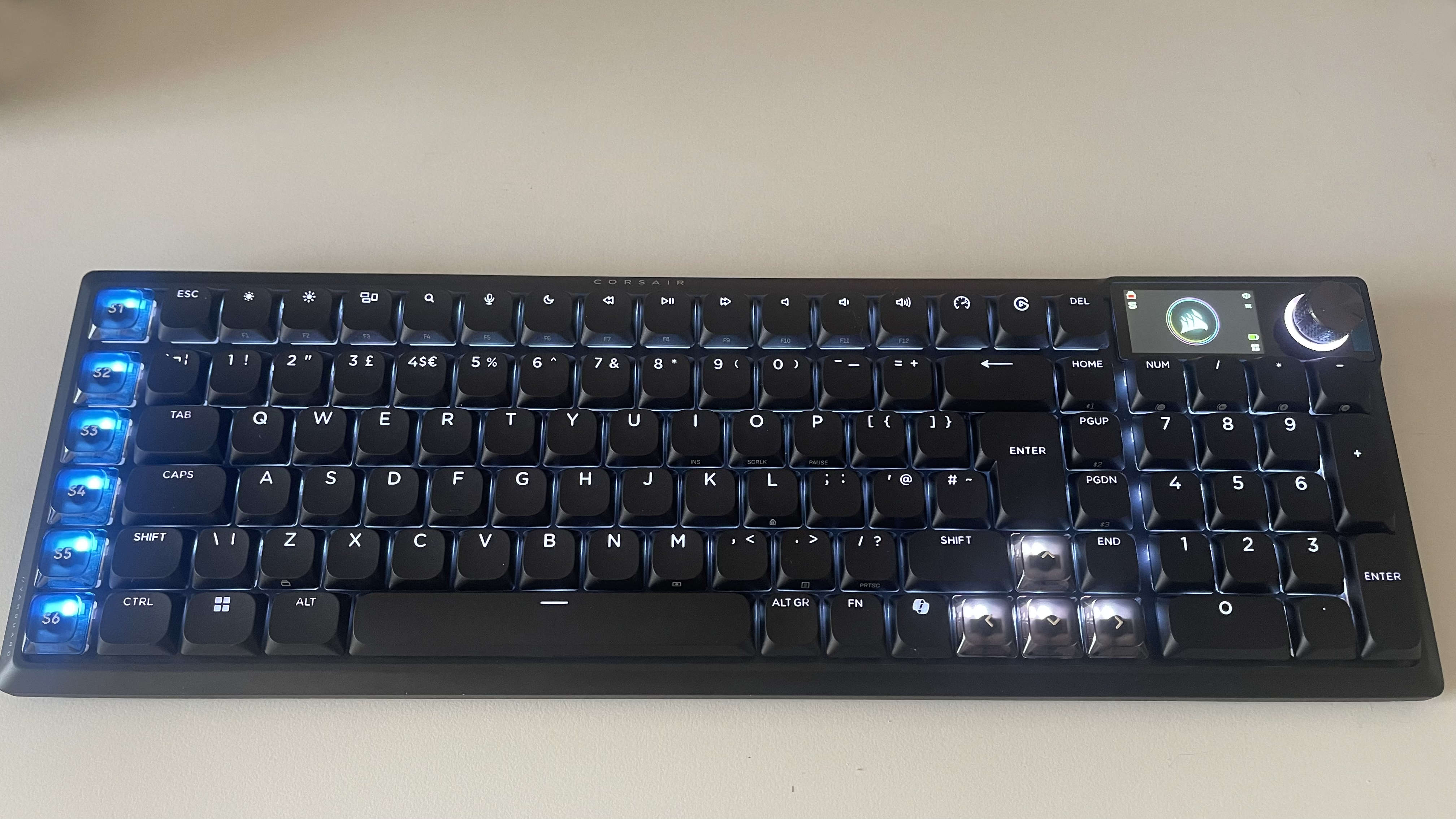 Corsair Vanguard Air 99 Wireless gaming keyboard on a white desktop