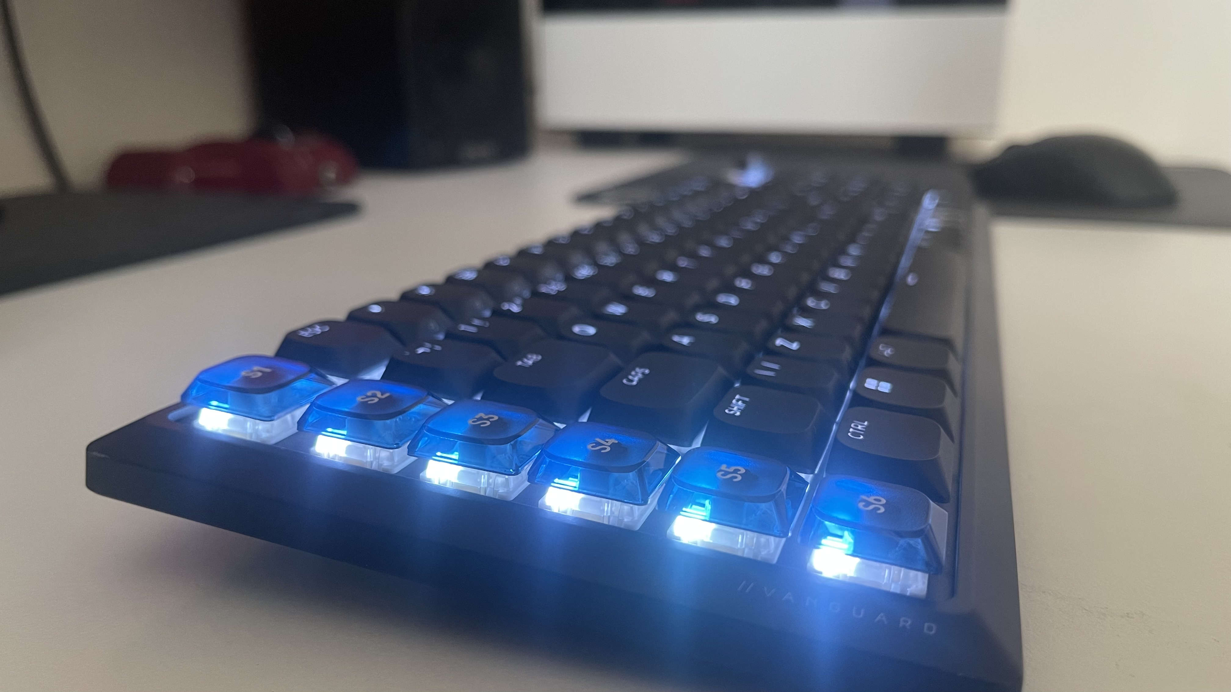 Corsair Vanguard Air 99 Wireless gaming keyboard on a white desktop