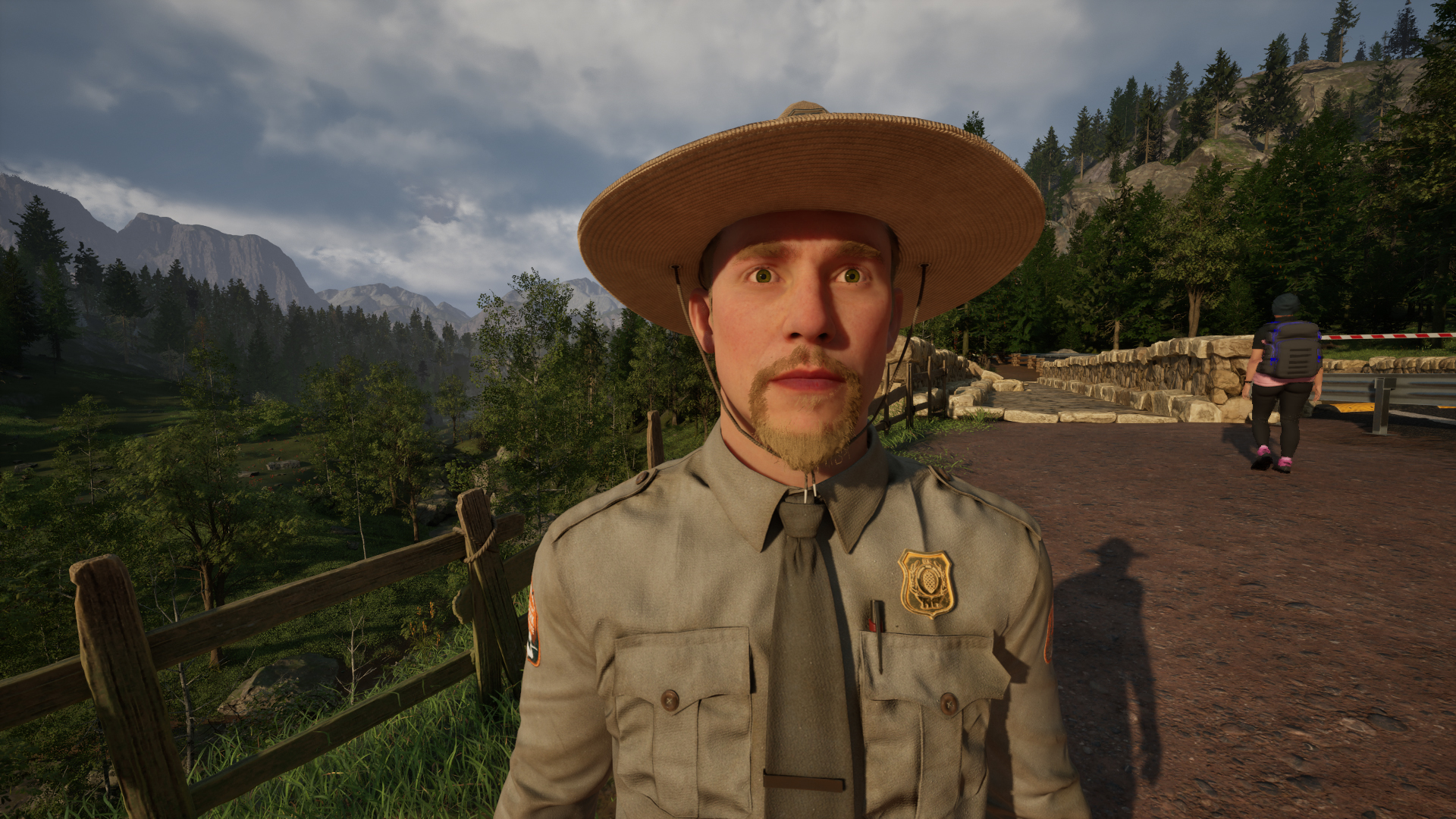 A park ranger doing park ranger things