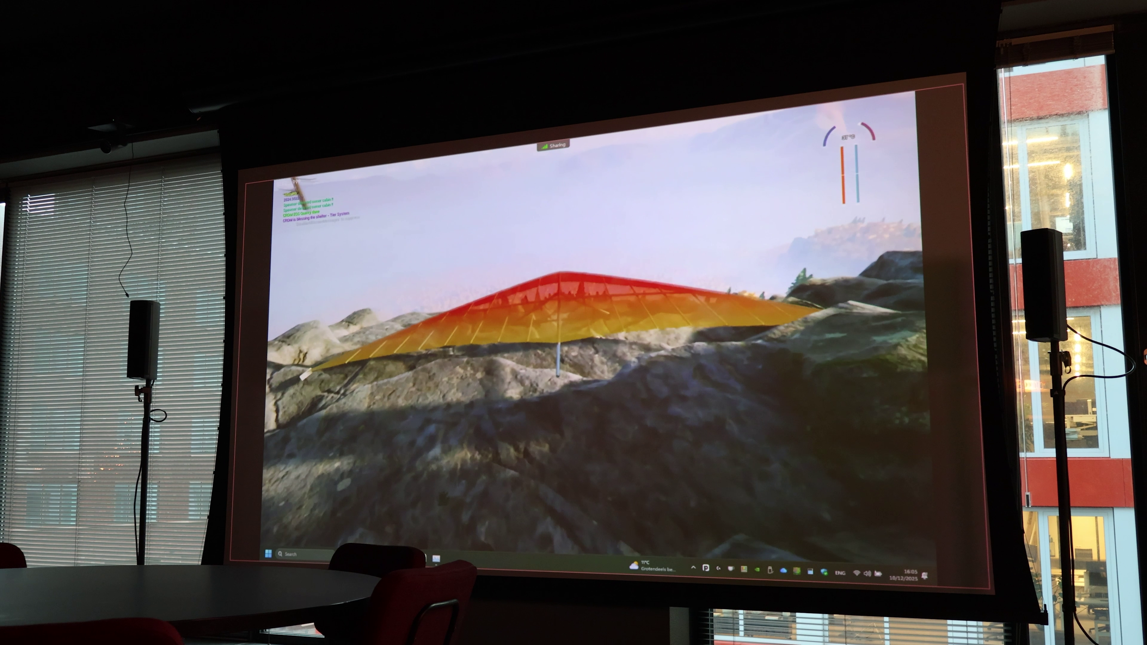 The hang-glider in action.