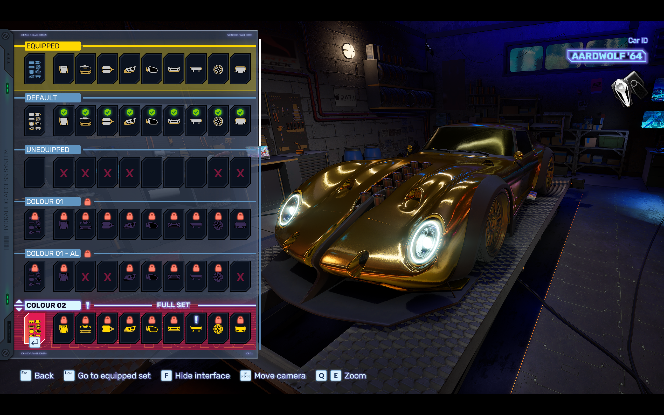 Screamer garage car customization view