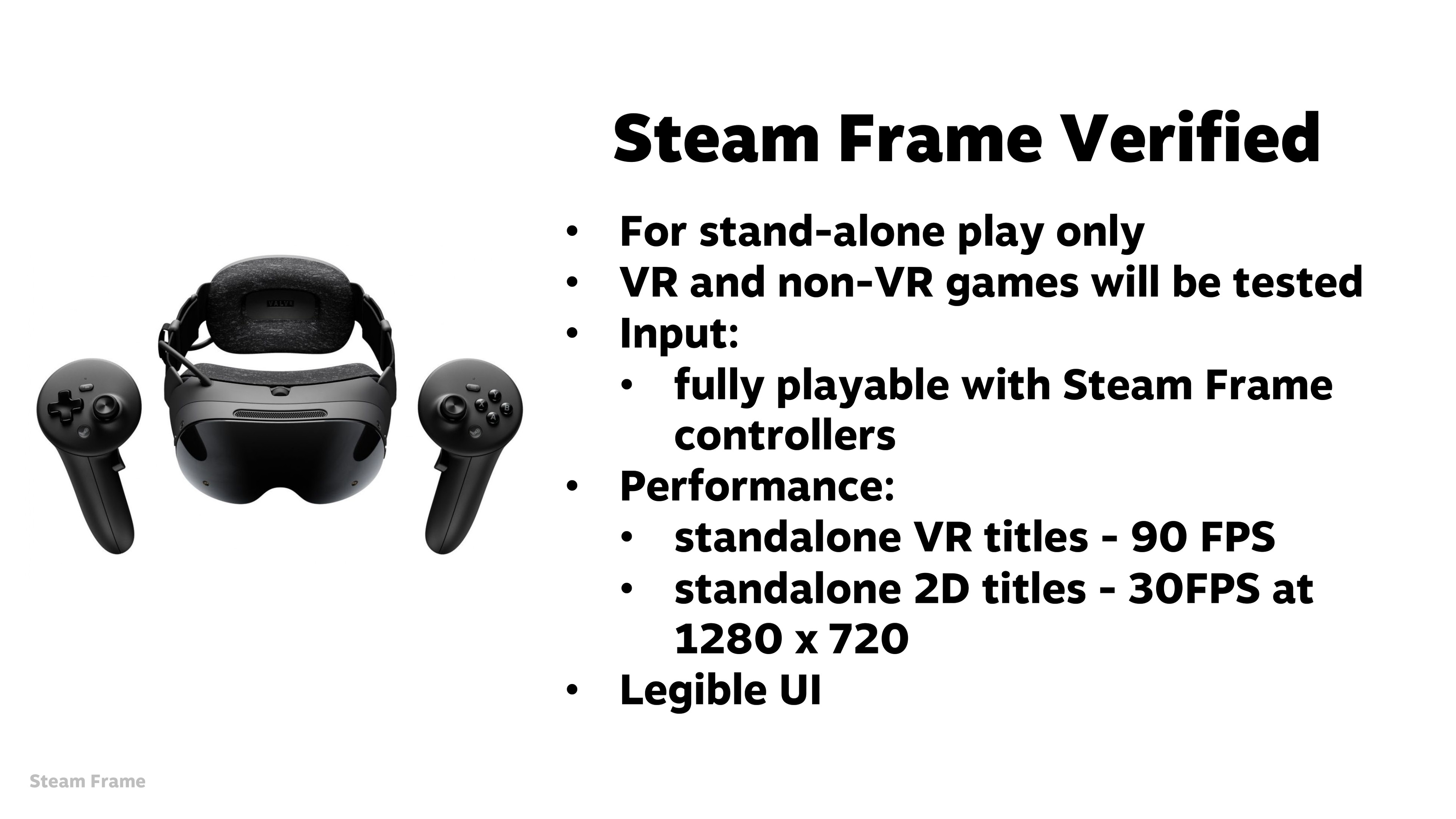 Presentation slide from Valve's Steam Hardware Talk at GDC 2026