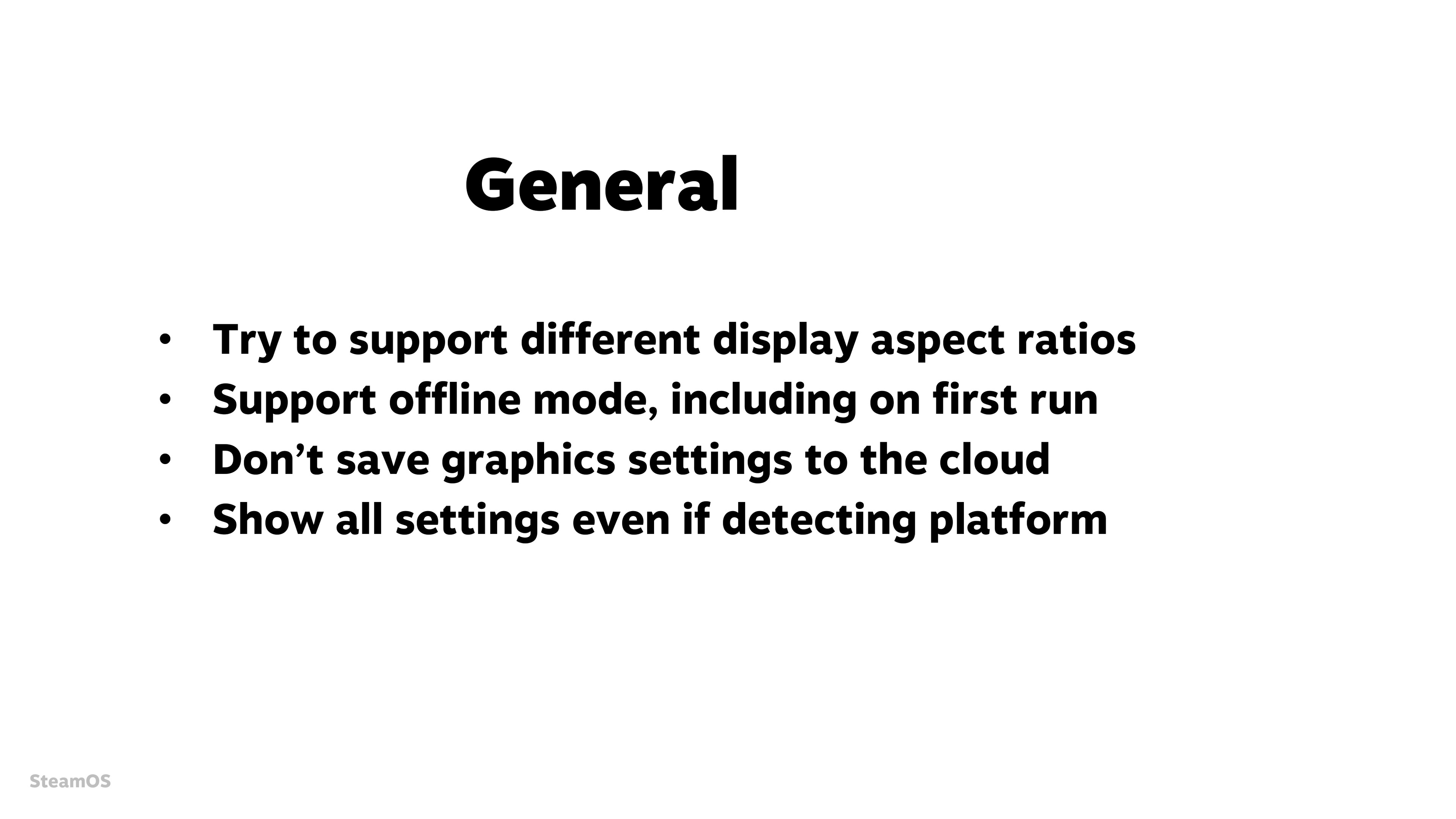 Presentation slide from Valve's Steam Hardware Talk at GDC 2026