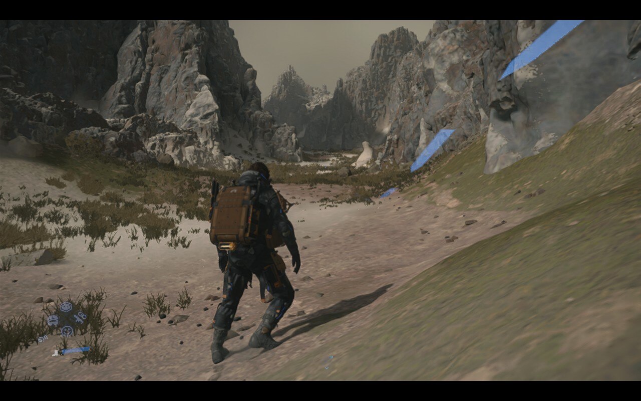 A man stands in a wide valley