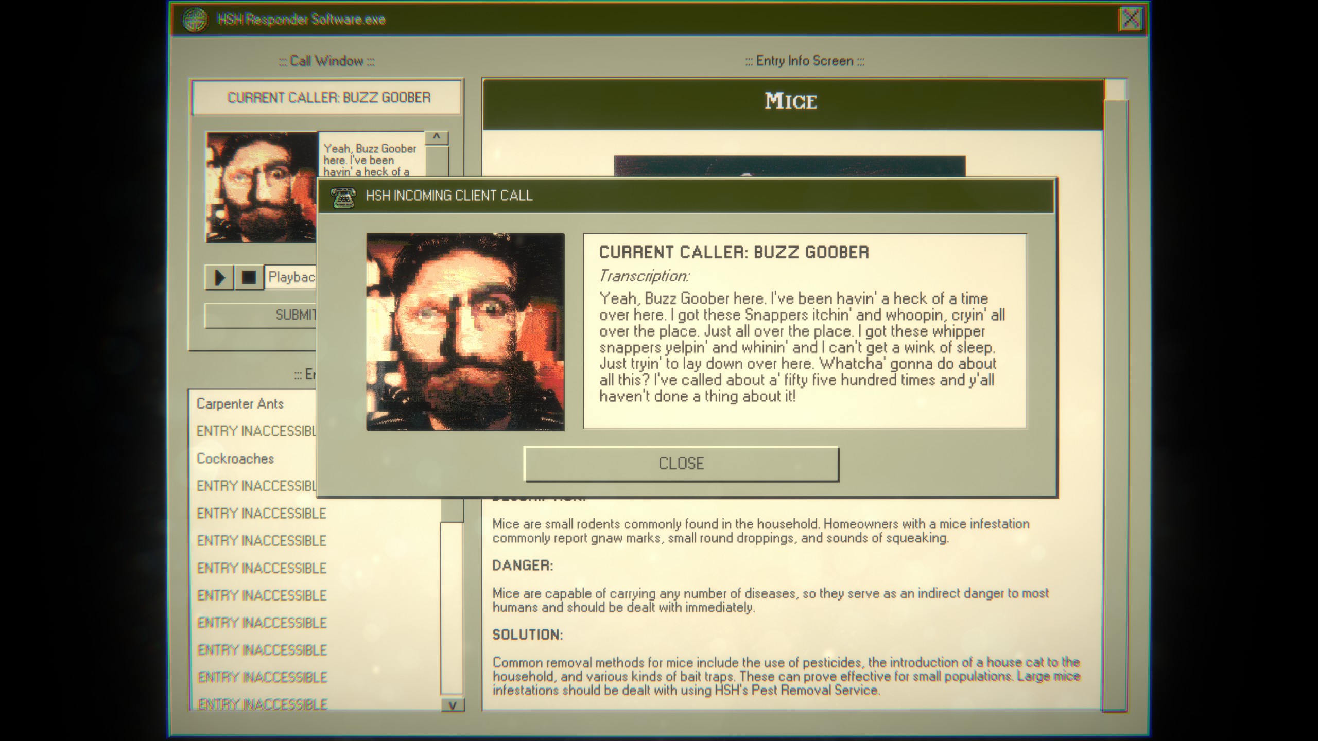 Taking a call from Buzz Goober in Home Safety Hotline.