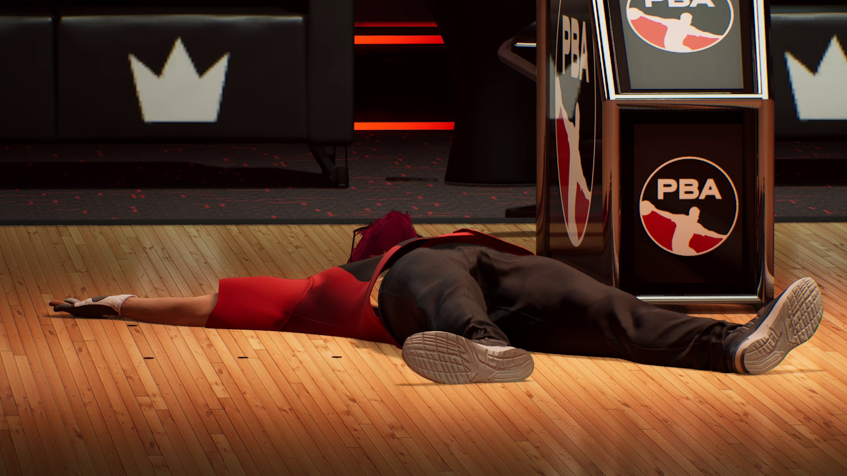 Pro Bowlers bowling in a bowling alley