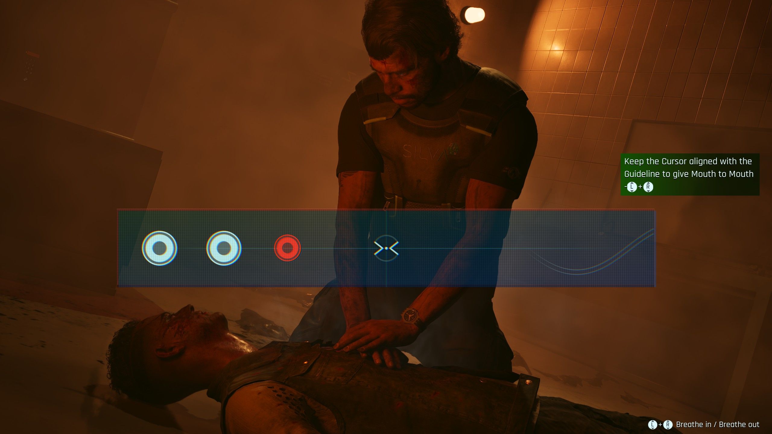 Jacob performs a CPR minigame