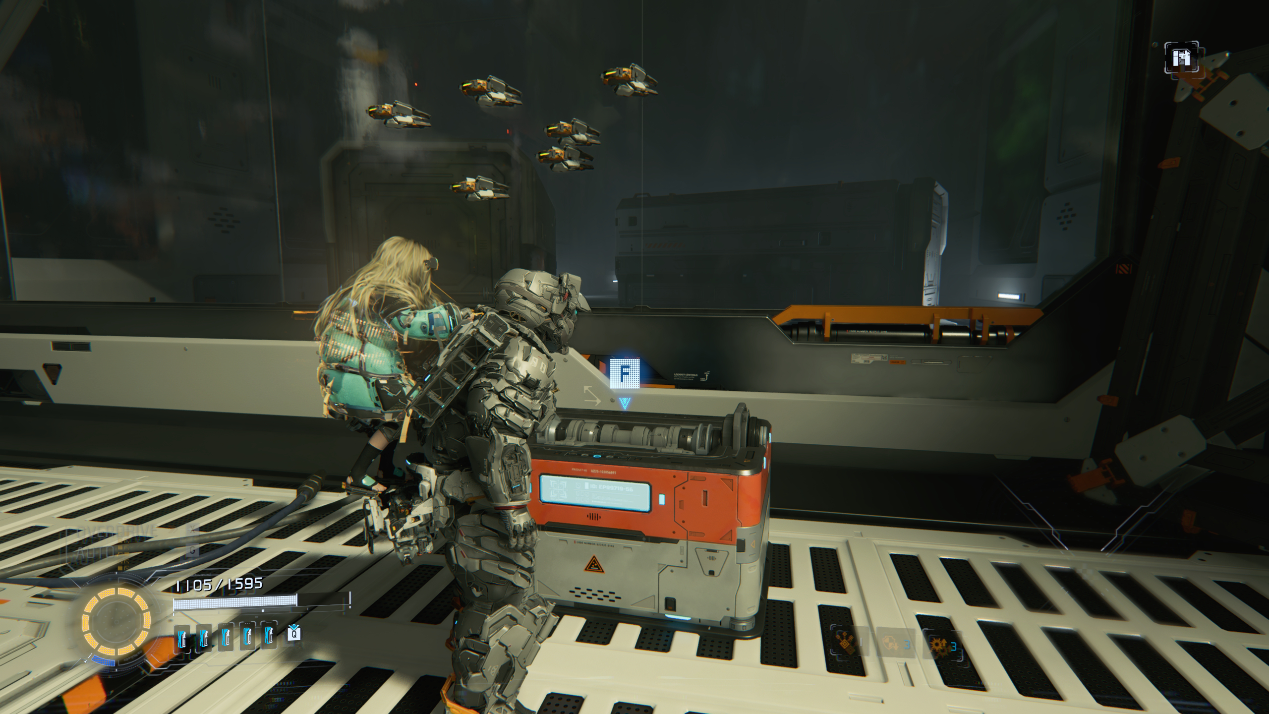 Pragmata guide: Hugh looking at a Safe Box in a facility.