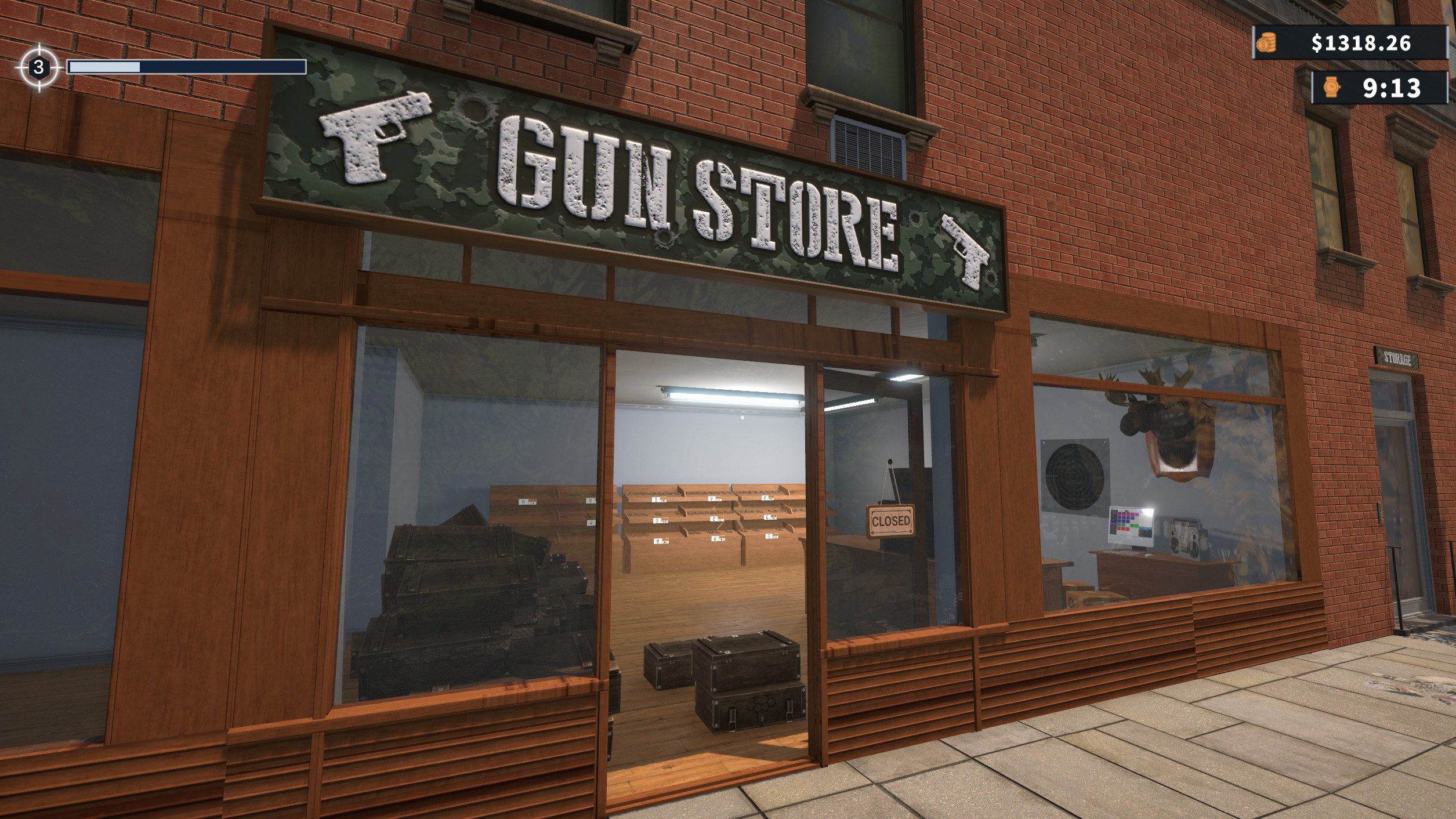 A gun store with customers buying weapons
