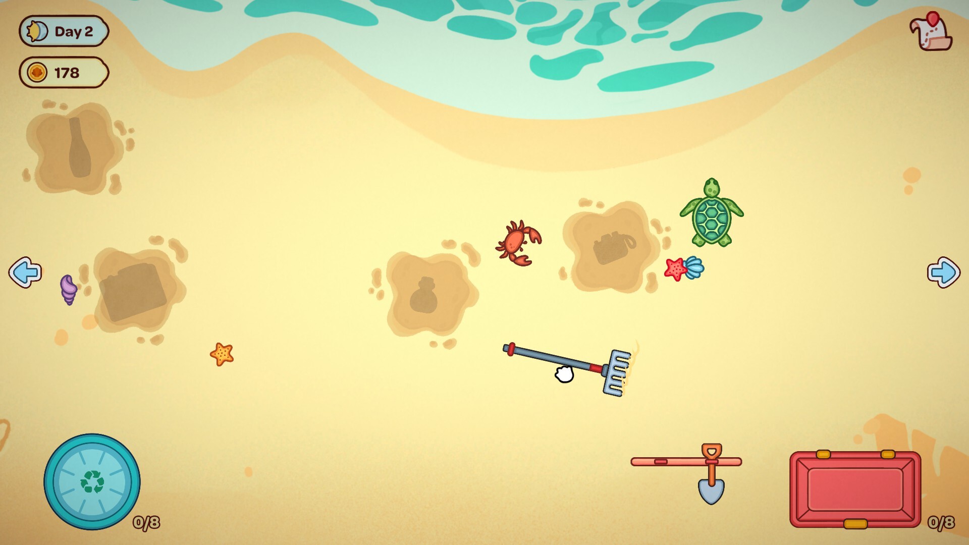 Digging up treasure at the beach. 