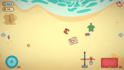 Treasure Beach is a scavenger game where you can sell what you find hidden in the sand to stingy shoppers—and let me warn you, it isn’t easy