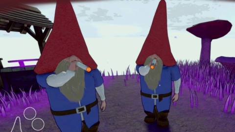 Two gnomes smoking cigarettes