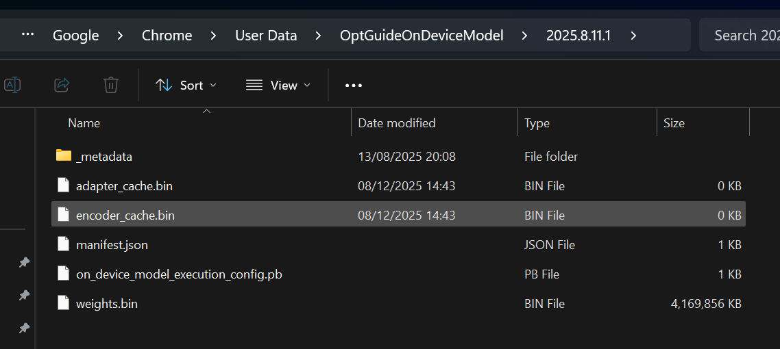 Chrome Gemini Nano file location