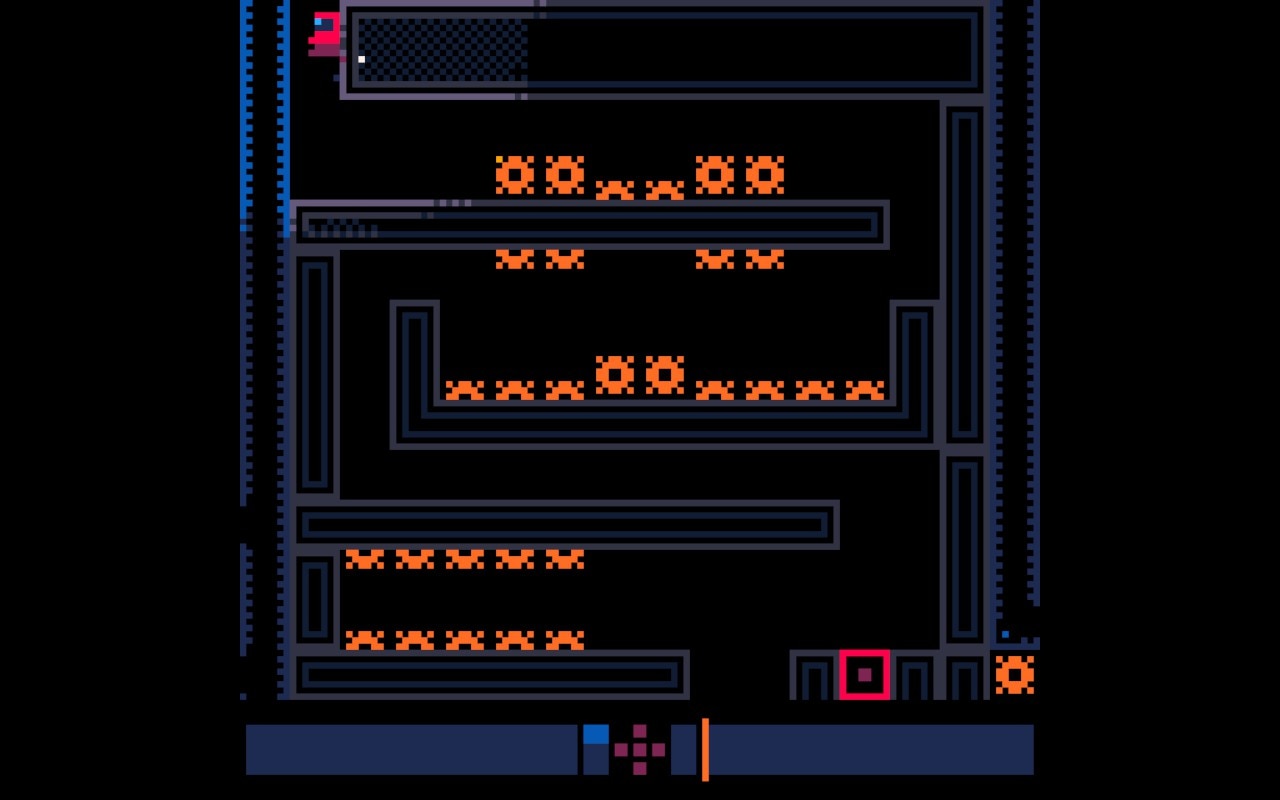 A figure stands in a platforming gauntlet
