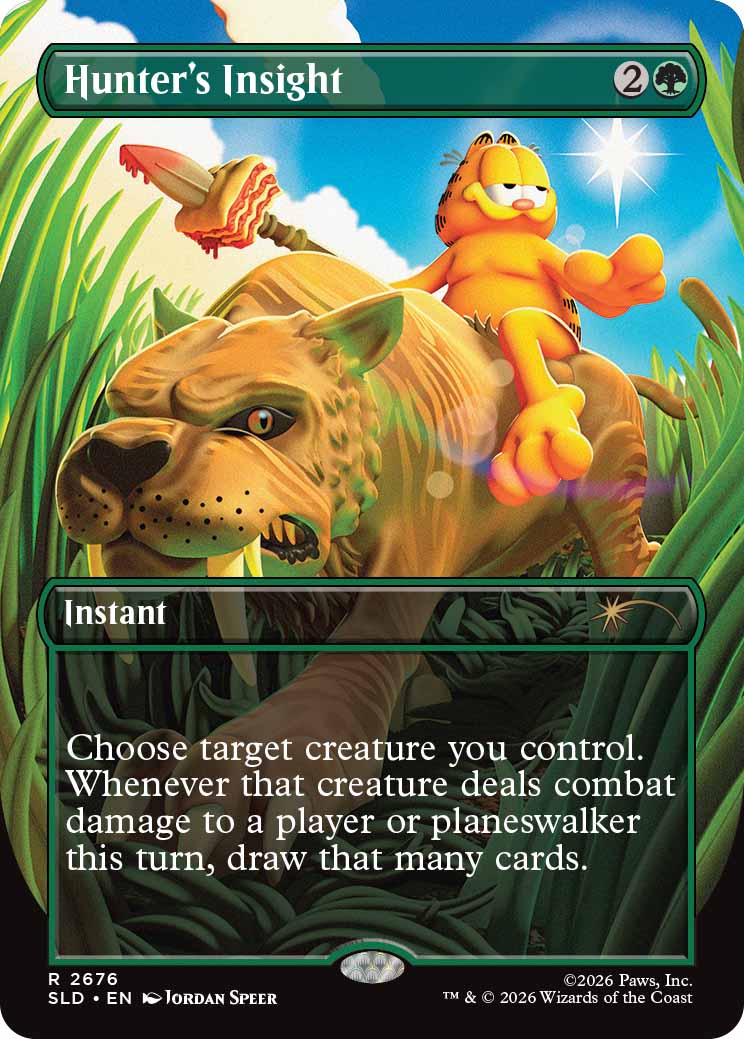 Garfield on a Magic: The Gathering card