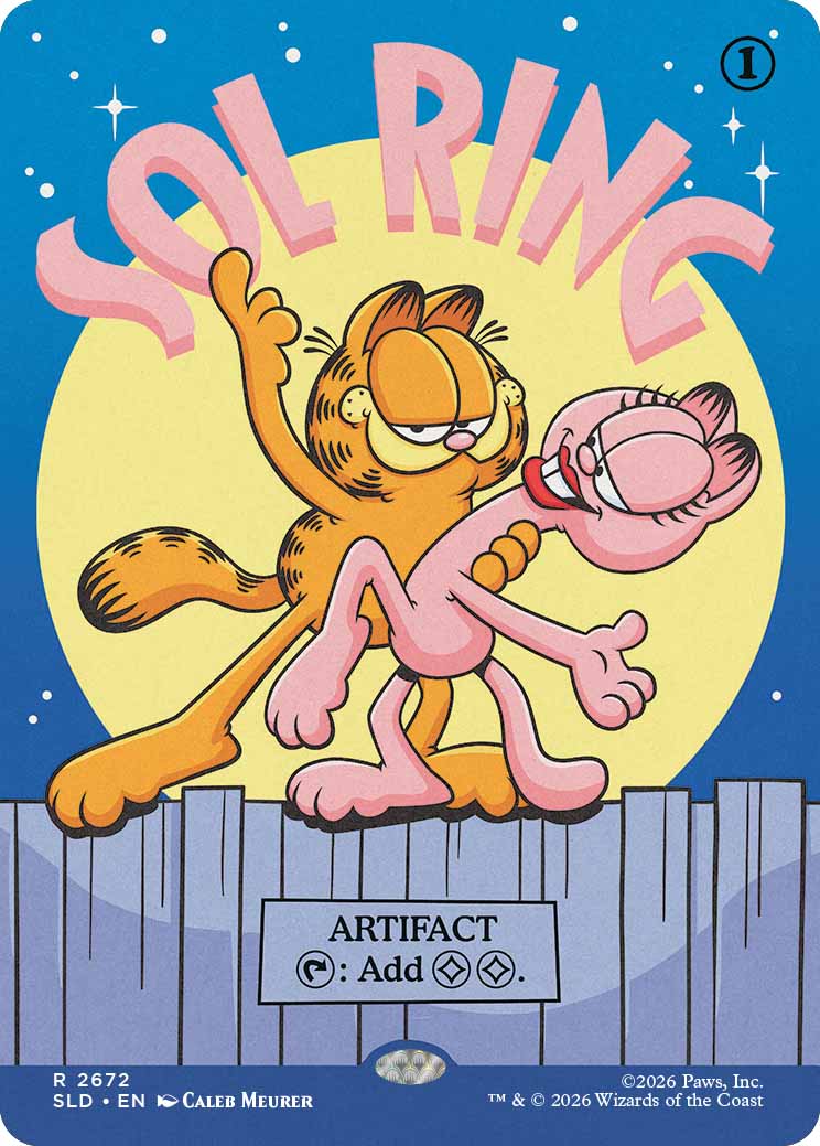 Garfield on a Magic: The Gathering card