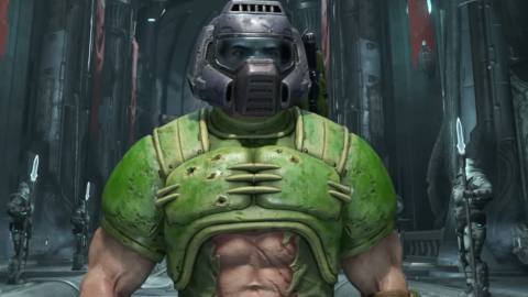 It’s time to set the record straight: Doomguy’s armor does not have a tummy window, his shirt just got ripped