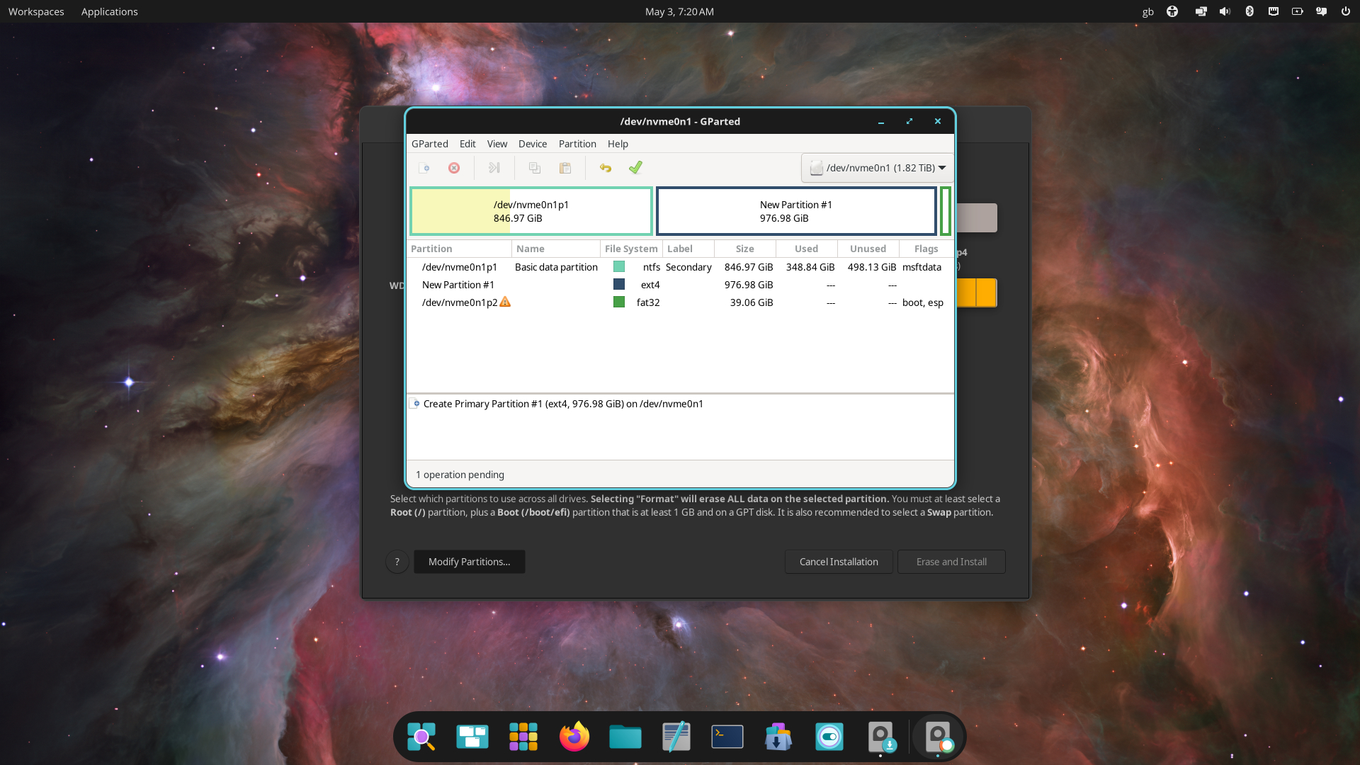 The Pop! OS desktop on an Nvidia-powered gaming PC.