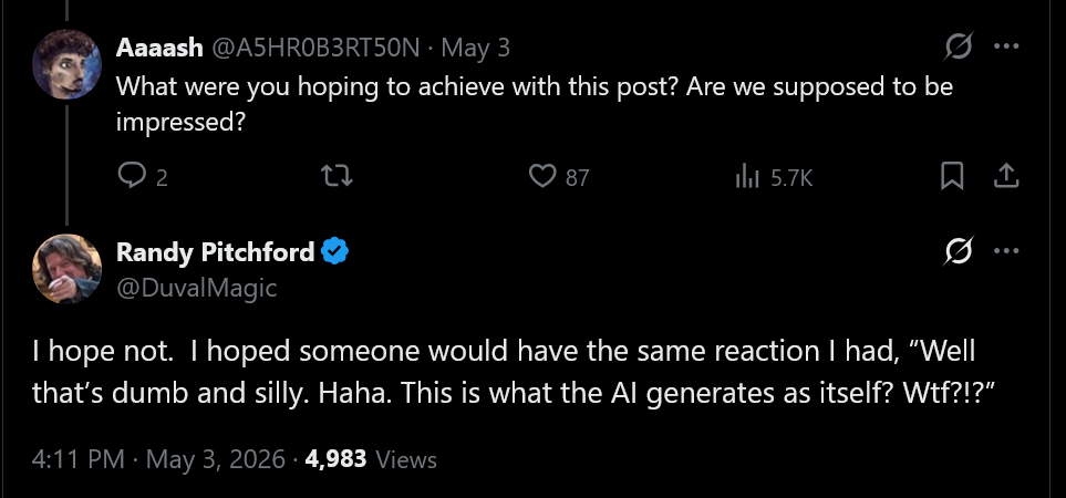 I hope not. I hoped someone would have the same reaction I had, 
